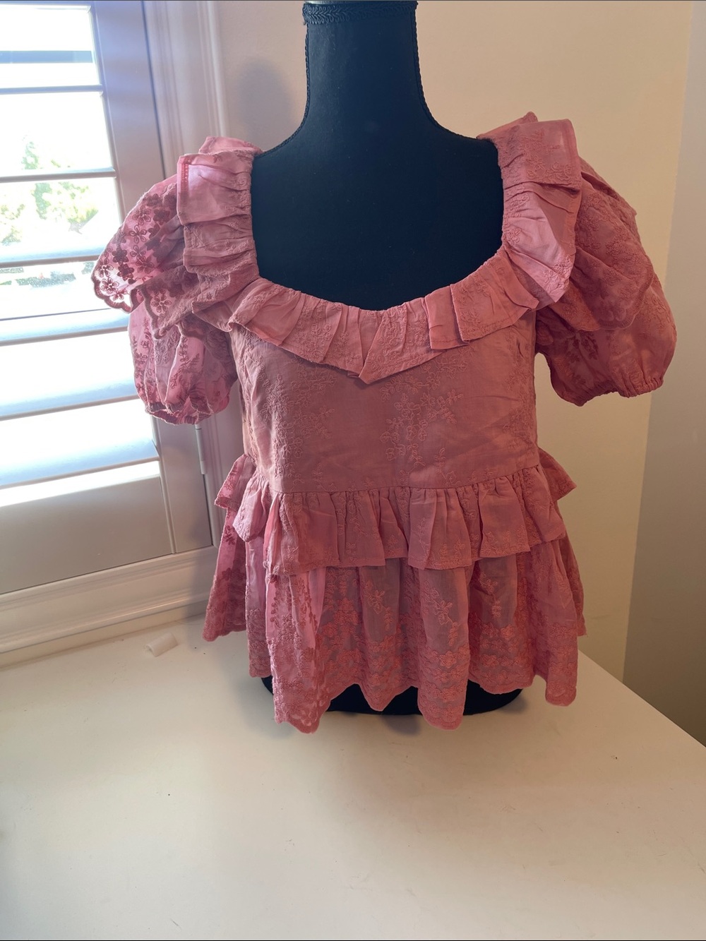 Listicle Dusty Rose Ruffle Peplum Blouse
